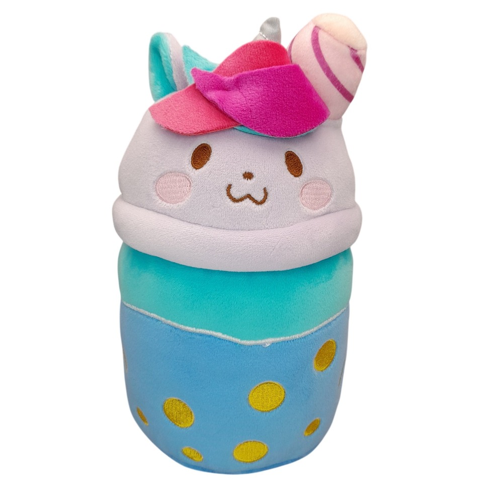Puchi Gumi Boba Tea Unicorn Plush Beverly Hills Teddy Bear Co Blue Purple 7.5"